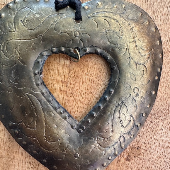 Handcrafted Simple Heart Hanging with Beads & Bell - Rustic Boho Wall - Picture 4 of 11